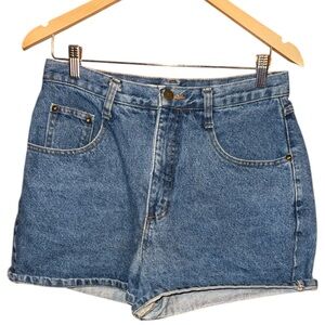 •MADE IN THE SHADE•REGULAR WASH HI-RISE BLUE VINTAGE DENIM JEAN SHORTS SIZE 13